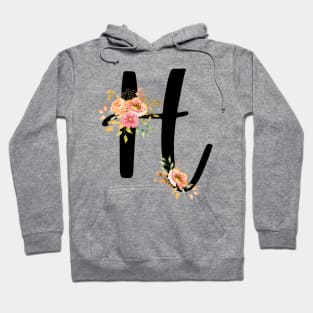 Letter H With Watercolor Floral Wreath Hoodie